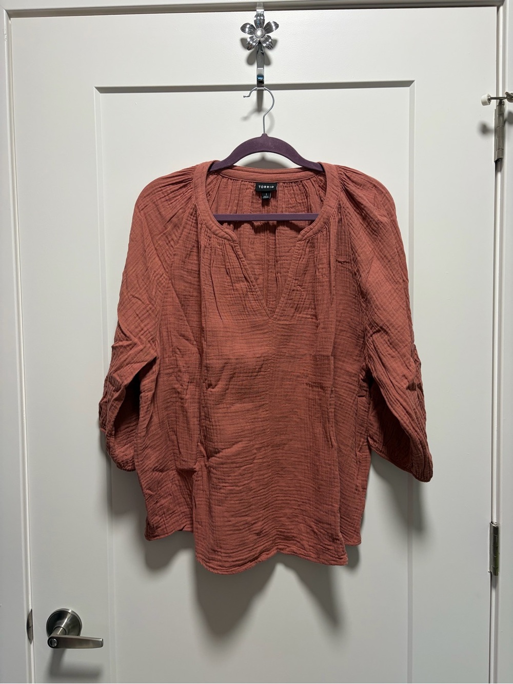 torrid Rust Textured Peasant Tunic Top